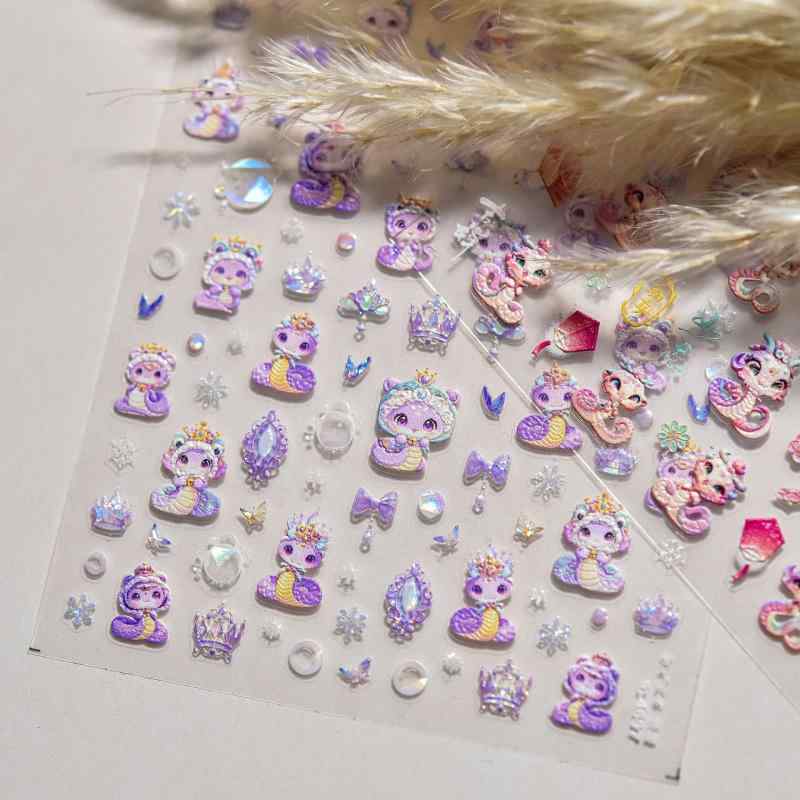 其它 - ネイルシール レディース ガールズ キッズ 子供 超薄型 浮き出し 凹凸 キャラクター アニマル 瑞祥 日本風 ins風