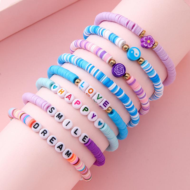 ブレスレット キッズ 女の子 子供用 ハンドメイド 軟陶 花柄 手作り アクセサリー セット かわいい 異国情緒 プレゼント 3歳 4歳 5歳 6歳 7歳 8歳 9歳 10歳