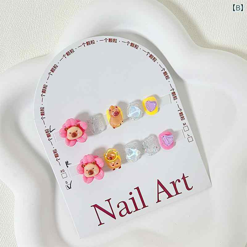 ネイル キッズ つけ爪 カピバラ エルサ プリンセス かわいい 立体 ショート丈 子供用 ネイルチップ