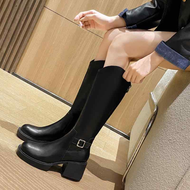 ブーツ レディース ニーハイブーツ 厚底 ハイカット エンジニアブーツ スタイルアップ 美脚効果 秋冬 ..