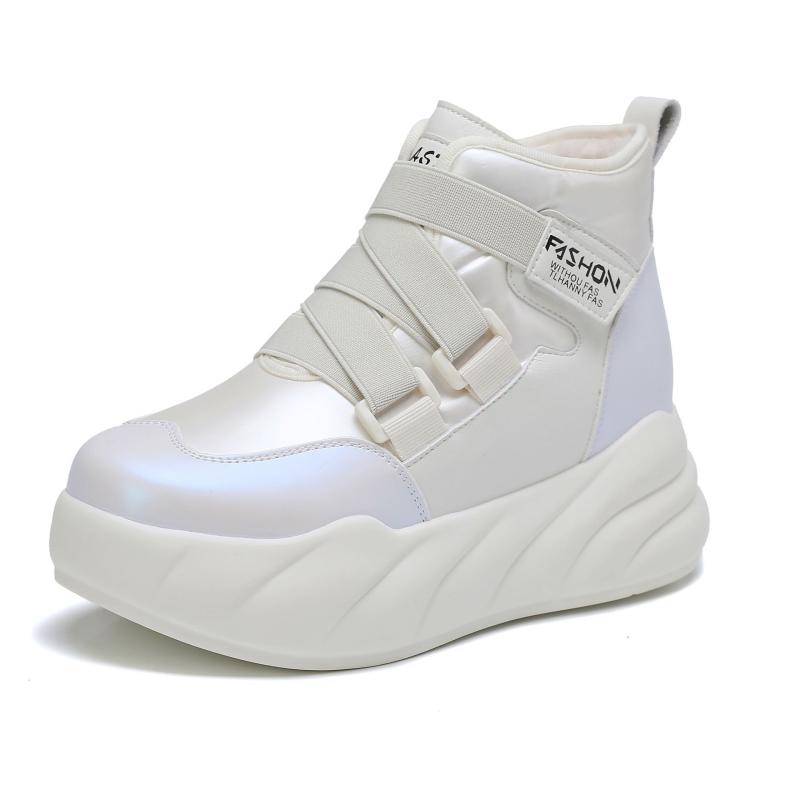 スノーブーツ レディース 厚底 ショートブーツ 暖か フェイクファー 高帮 女性用 ラウンドトゥ マジックテープ 6cmヒール インヒール ..