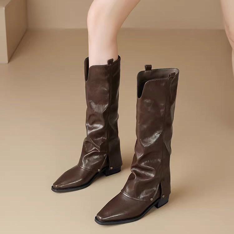 ブーツ レディース 美脚 厚底 5cmヒール チャンキーヒール ジョッキーブーツ 履きやすい 歩きやすい 痛くない 疲れにくい 防滑 暖か 秋..