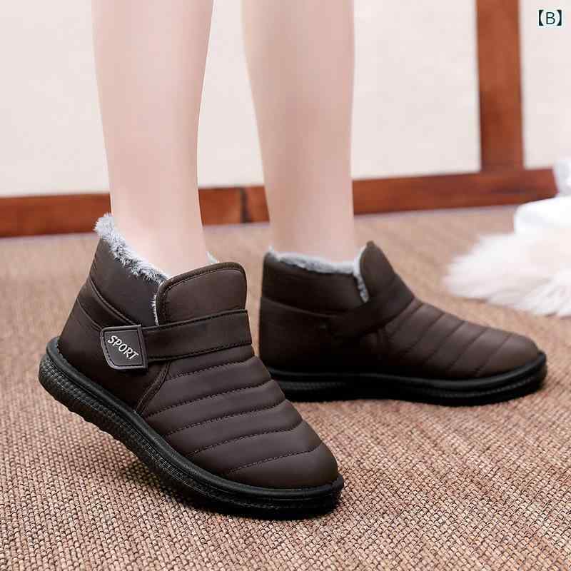 靴 レディース スノーブーツ ミドル丈 防水 防寒 あったか 中高齢者 婦人靴 滑り止め 軽量 マジックテープ 履きやすい 歩きやすい カジュアル 冬 黒 茶色 赤