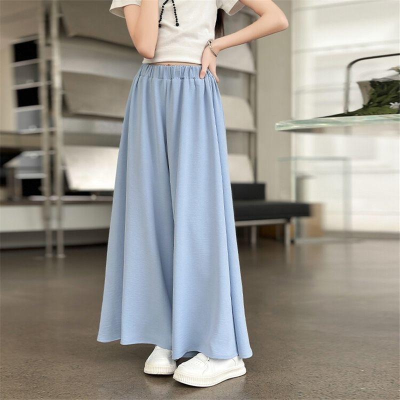 子供服 スカート付きパンツ ガールズ 女の子 ワイドレッグパンツ 高学年向け 長ズボン ポリエステル繊..