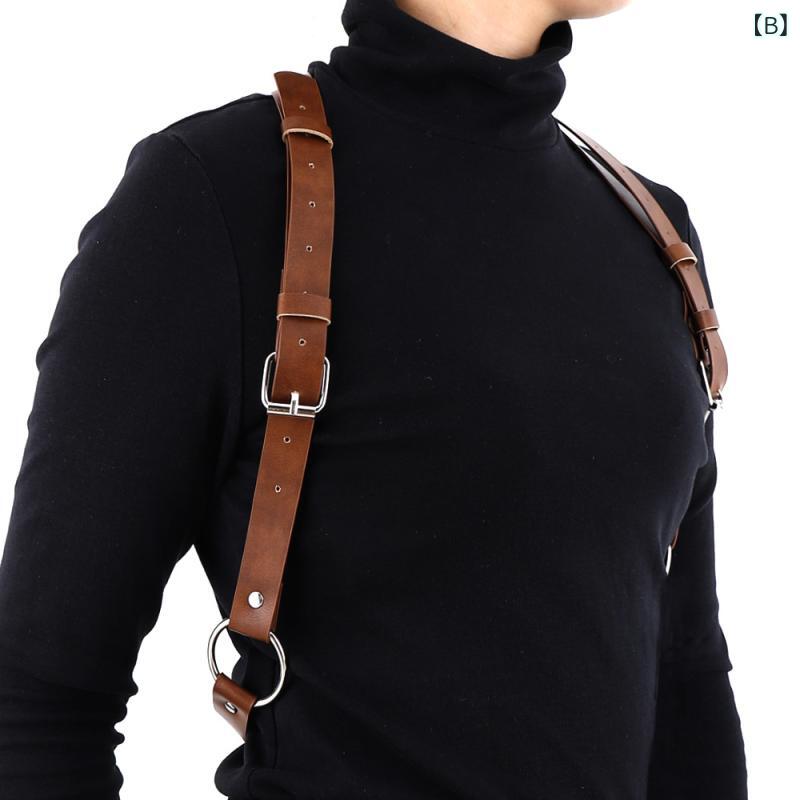 メンズ ベルト サスペンダー レザー 仿皮 男性用 紳士用 ブラック ブラウン 普通幅