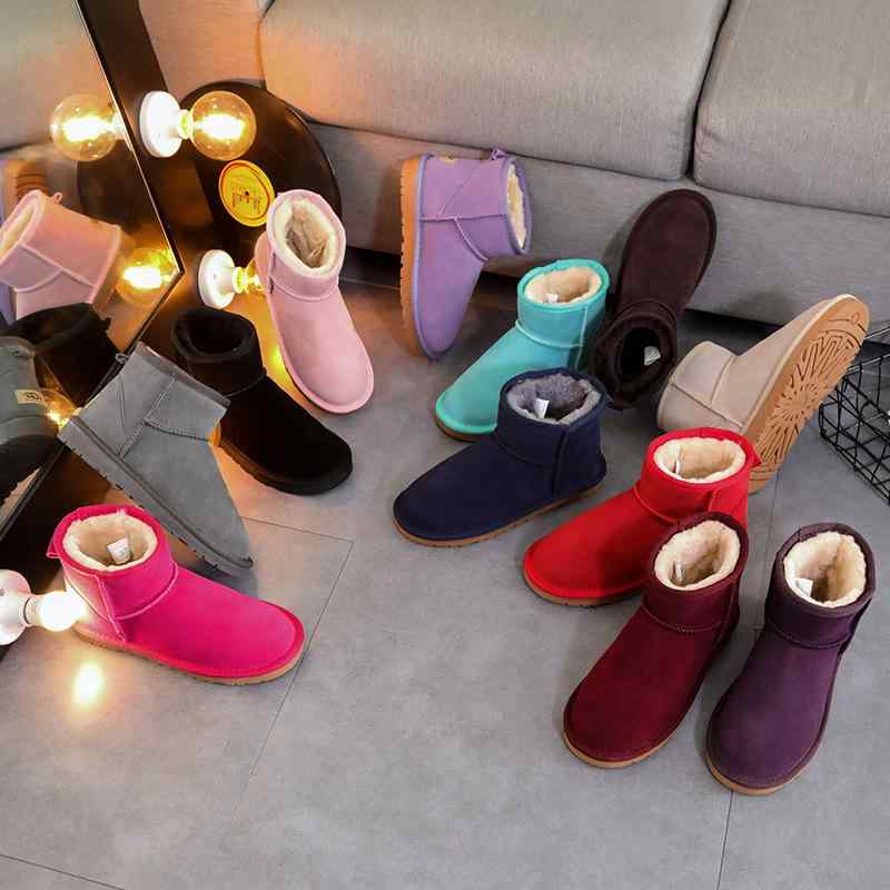 雪地ブーツ レディース ローカット 本革 牛革 ラウンドトゥ スリッポン フラットヒール 防滑 保温 防寒 耐摩耗 秋冬 赤 黒 ピンク系 グ..