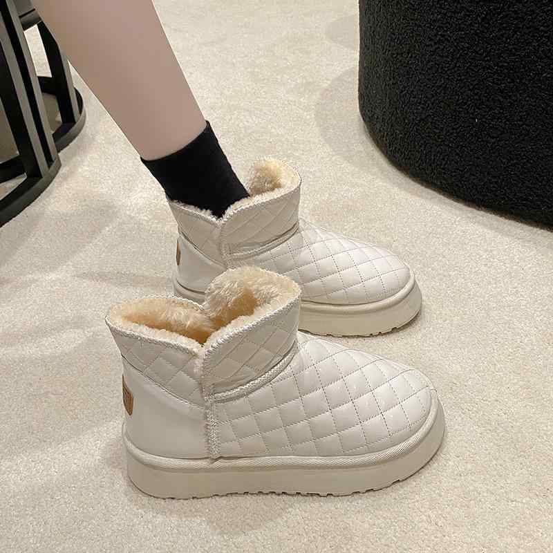 スノーブーツ レディース 厚底 防水 防滑 保暖 ラウンドトゥ ローカット 婦人靴 冬用 黒 白 5cmヒール 2