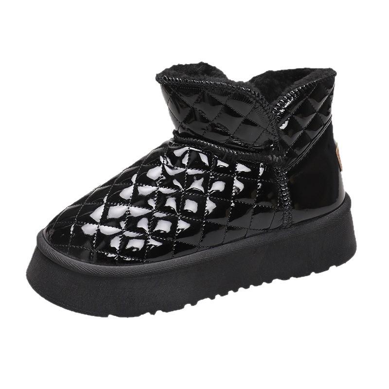 スノーブーツ レディース 厚底 防水 防滑 保暖 ラウンドトゥ ローカット 婦人靴 冬用 黒 白 5cmヒール