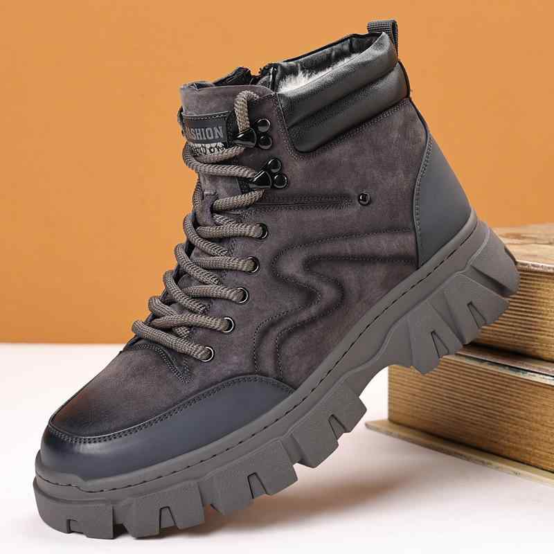 スノーブーツ 男性用 防滑 撥水 保温 全羊毛 本革 皮靴 ハイカット マウンテンブーツ メンズ シューズ ..