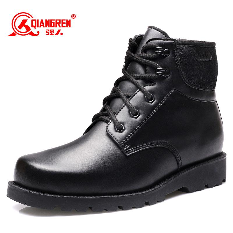 ブーツ メンズ 男性用 綿 牛革 ショートブーツ 秋冬 防寒 防滑 保温 ウール ワークブーツ レースアップブーツ 黒