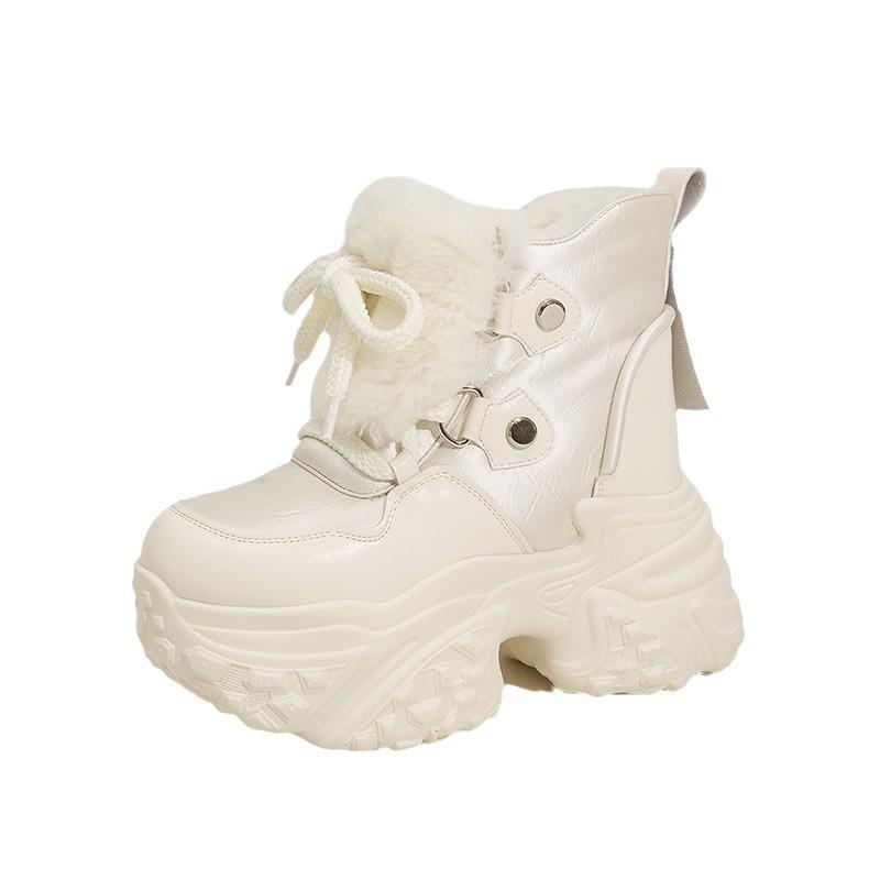 雪地ブーツ レディース 厚底 インヒール 女性用 防寒 暖かい スノーブーツ ミドル丈 カジュアル 軽量 耐摩耗性 黒 白