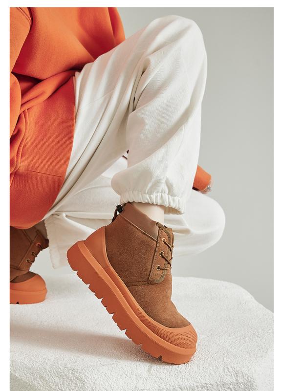 スノーブーツ レディース 羊毛 ムートン あったか 厚底 ローカット 滑り止め ベージュ オレンジ ブラック 冬