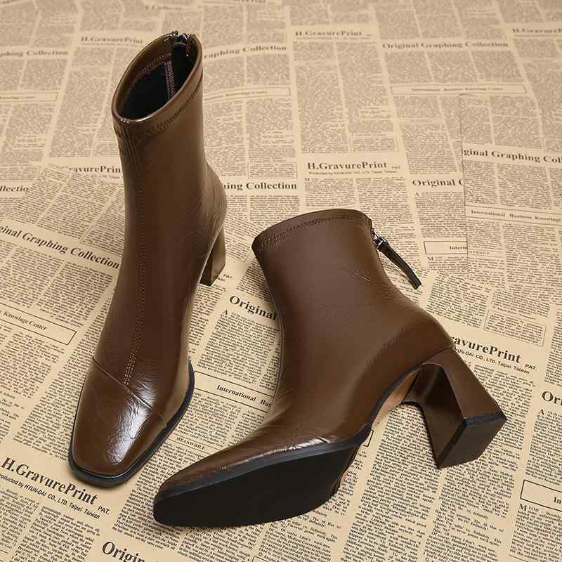 ブーツ レディース 韓国 ファッション 厚底 秋冬 ショートブーツ ハイヒール チャンキーヒール スエード調 黒 茶色 22.5cm 23cm 23.5cm 24cm 24.5cm 25cm 25.5cm 26cm