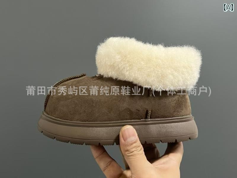 スノーブーツ キッズ 子供用 羊皮 ムートンブーツ ショートブーツ 防寒 暖かい ブラウン ベージュ 17cm..