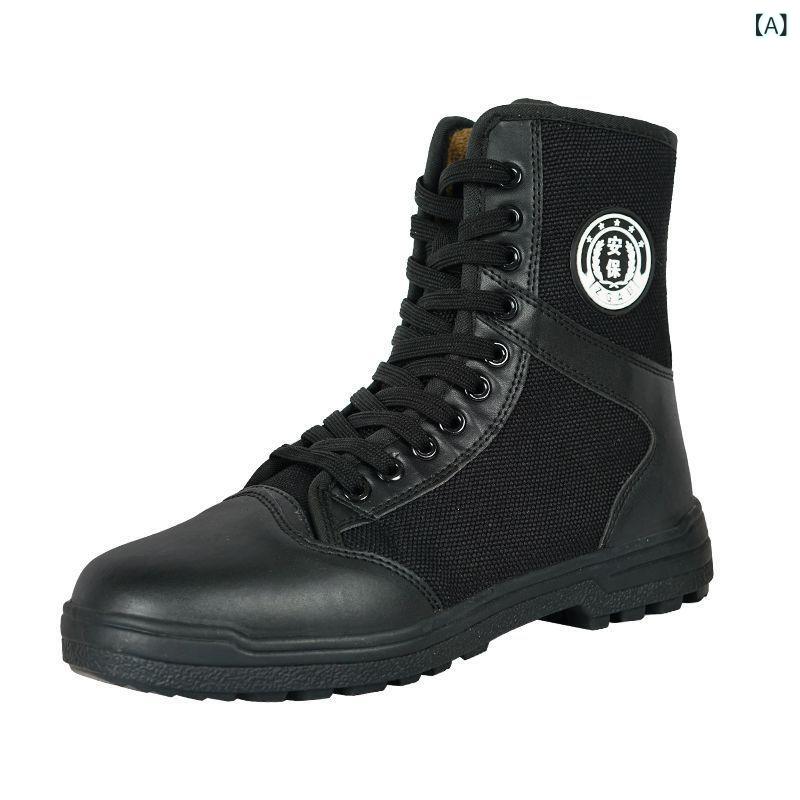 ブーツ 男性用 秋冬 ワークブーツ 安全靴 暖かい 牛革 ラウンドトゥ ハイカット レースアップ ジッパー 滑り止め 屈曲性 通気性 ブラック