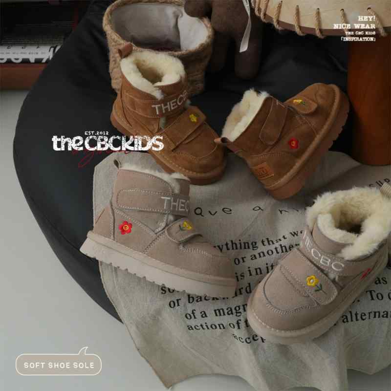 ブーツ キッズ 女の子 子供 防寒 ムートンブーツ スノーブーツ ショートブーツ ベルクロ 牛革 スエード..