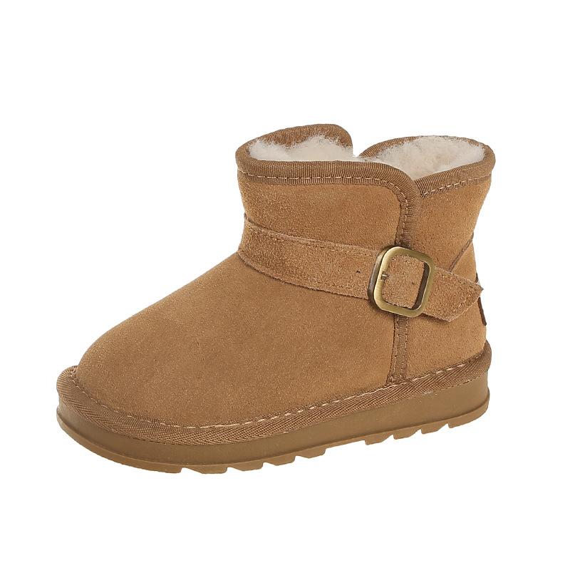 スノーブーツ キッズ 子供 男の子 女の子 本革 レザー ムートンブーツ ショートブーツ 7歳 8歳 9歳 10歳 11歳 12歳 4歳 5歳 6歳 裏起毛 秋冬 黒 茶色