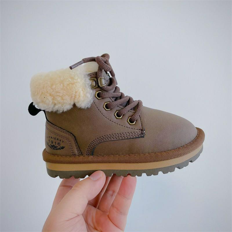 ブーツ キッズ 男女兼用 スノーブーツ 裏起毛 本革 ベビー ムートンブーツ 幼児 小学生 キャメル ブラウン グリーン