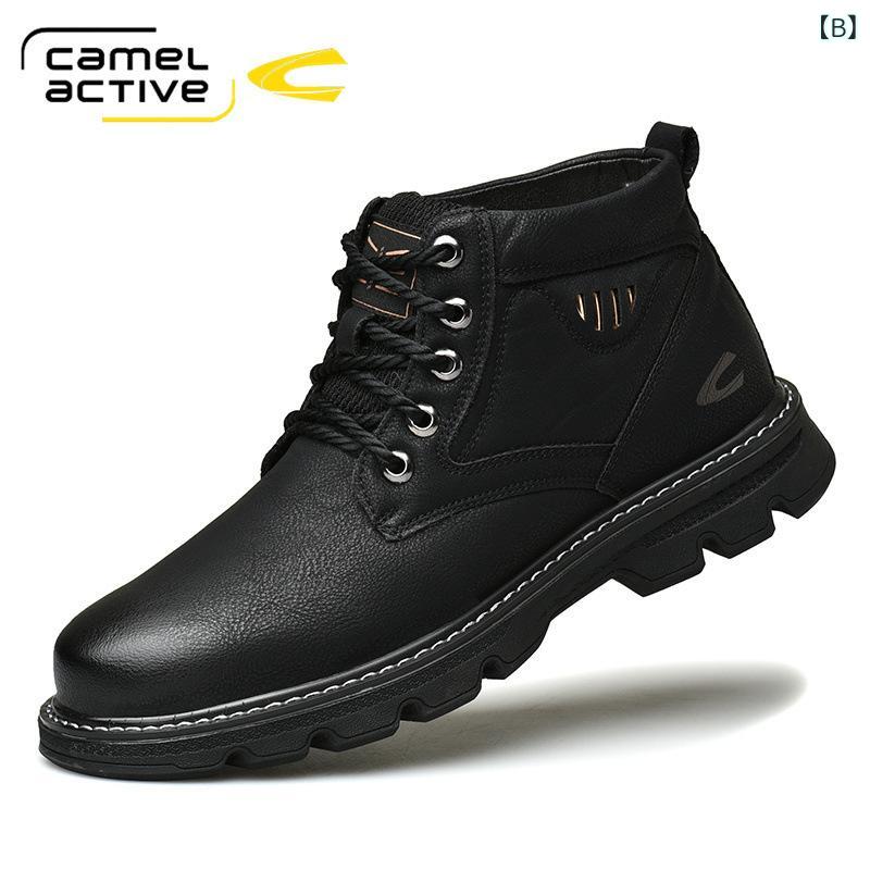 靴 メンズ 男性用 紳士靴 ウィンターブーツ スノーブーツ 暖かい 防寒 保温性 牛革 羊毛 ウール 中筒丈 ラウンドトゥ ブラック 冬