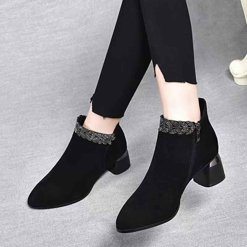 ブーツ レディース ショートブーツ スエード調 秋冬 ローヒール チャンキーヒール 本革 羊革 裏起毛 履きやすい 痛くない 婦人靴 普段使い デート