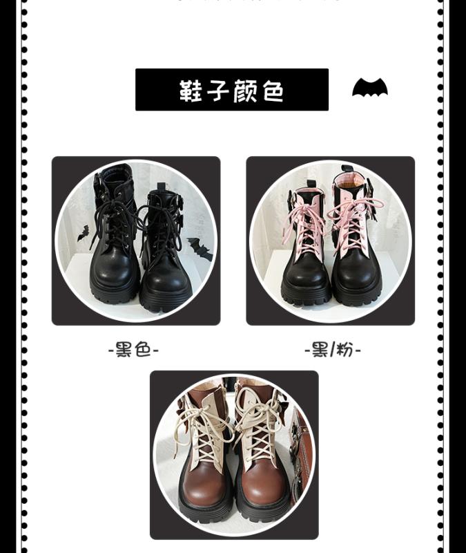 ブーツ レディース JK 秋冬 加絨 馬丁靴 ローヒール 少女 かわいい カジュアル ブラック