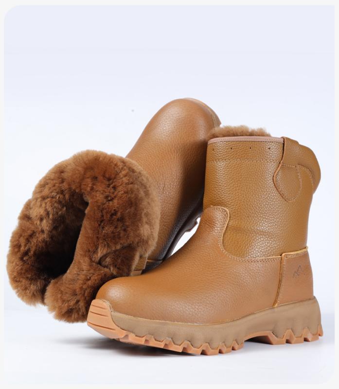 雪地靴 メンズ 男性用 本革 羊毛 防水 防寒 あったか 高筒 ラウンドトゥ スリップオン ワークブーツ カジュアル 普段使い 秋冬 ブラウン ブラック系