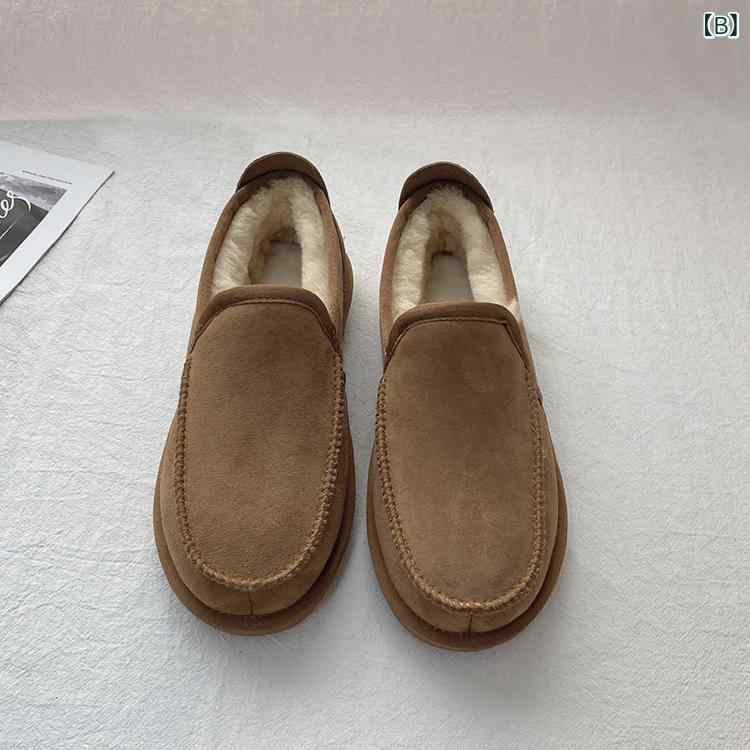 雪地靴 メンズ 男性用 ムートンブーツ 本革 スノーブーツ 裏ボア フラットソール ラウンドトゥ スリッポン 秋冬 暖かい 防寒 滑り止め カジュアル 普段使い ブラック ブラウン グレー