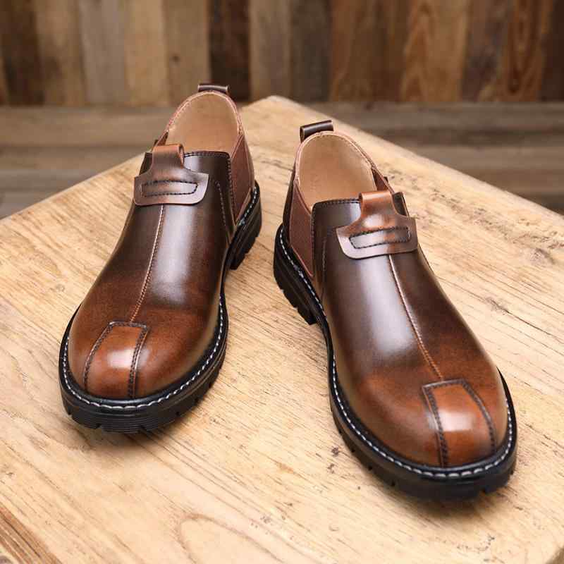 ブーツ メンズ 男性用 ショートブーツ 本革 チェルシーブーツ ワークブーツ ラウンドトゥ ローヒール 紐なし スリッポン 防滑 保温 秋冬 ブラック ブラウン系