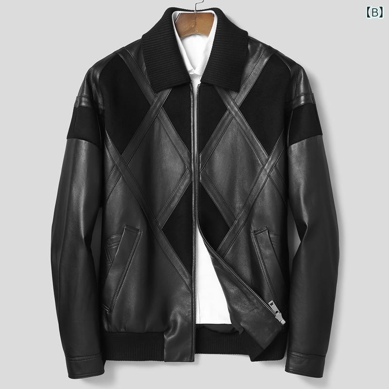 コート メンズ ウール 羊毛 ラムウール ジャケット ブルゾン 秋冬 茶 ブラウン 黒 ブラック ゆったり リラックス 菱形 襟付き