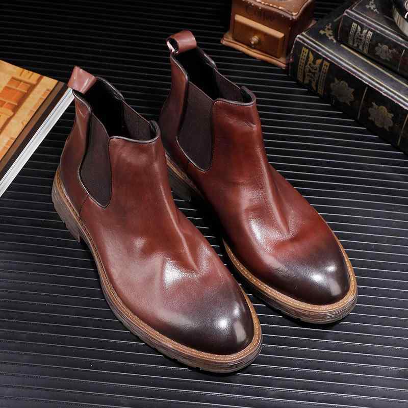 ブーツ メンズ 男性用 本革 チェルシーブーツ 厚底 ショートブーツ 尖头 紳士靴 欧米風 カジュアル 防滑 吸汗 ビジネス兼用 普段使い 冬 黒 ブラック ブラウン