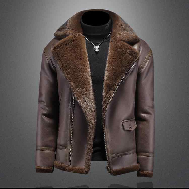 ジャケット 男性用 大きいサイズ 裏起毛 厚手 防風 襟付き バイク アウター ジャンパー 深咖色 2XL 3XL 4XL 5XL 秋冬