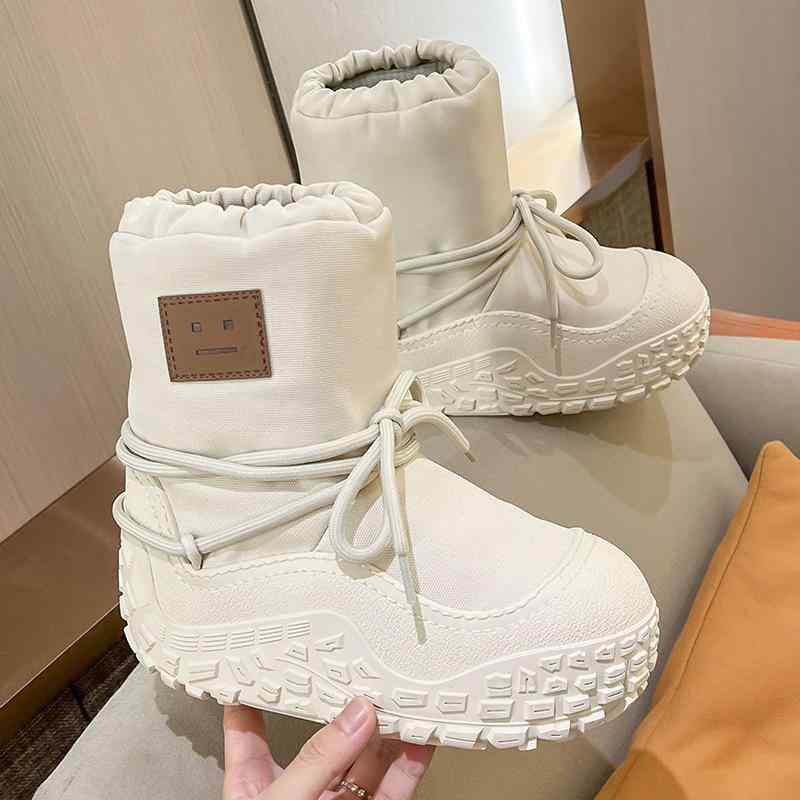 Women'S Shoes - 雪地ブーツ レディース 防寒 暖かい スノーブーツ ローカット 滑り止め 普段使い ベージュ ブラック