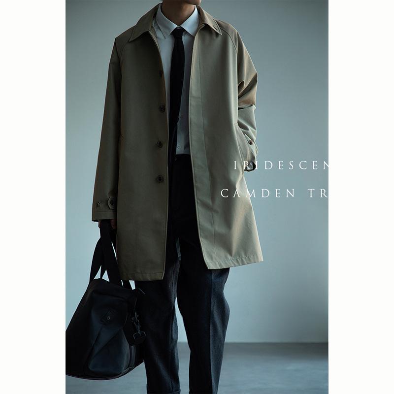 コート メンズ 秋冬 綿 混紡 厚手 翻襟 無地 ルーズ ゆったり オーバーサイズ ドロップショルダー フロントボタン サイドポケット カジュアルスタイル カフェグレー ブルーブラック コーヒー