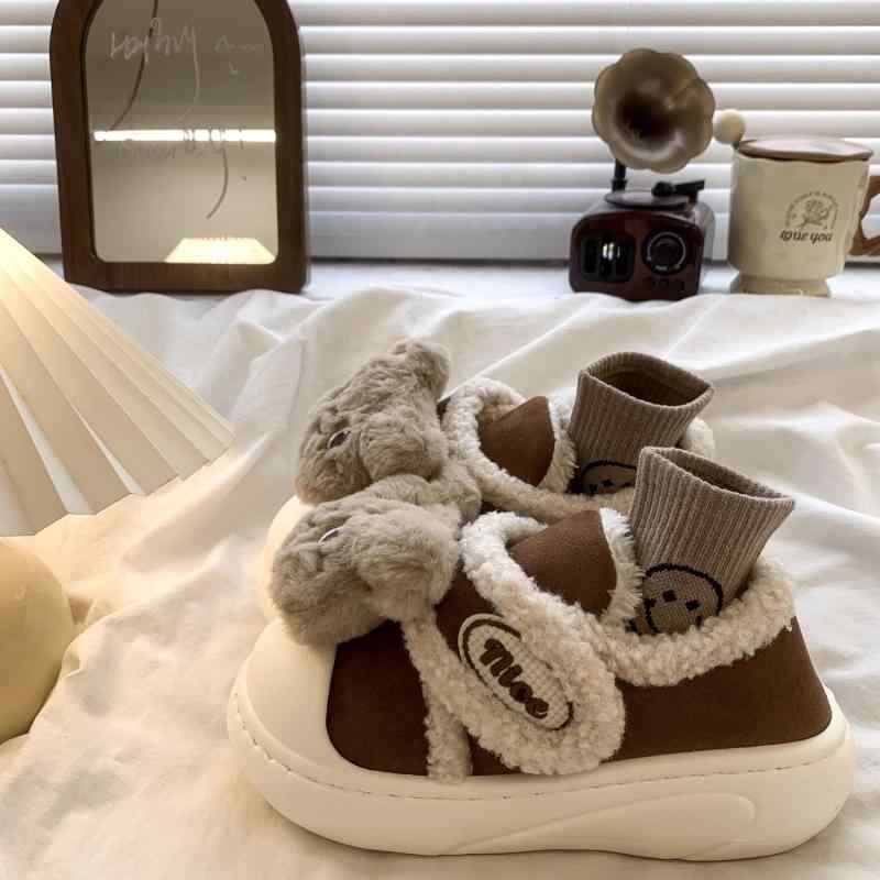靴 レディース 厚底スノーブーツ かわいい小熊 ぬいぐるみ 防寒 あったか 滑り止め ラウンドトゥ ベル..