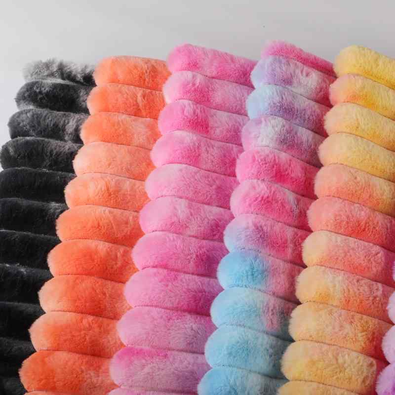 布 生地 仿兔毛 七彩色 絞り染め グラデーション ストライプ ポリエステル バッグ 手袋 玩具 ホームテキスタイル 服地 春夏秋冬