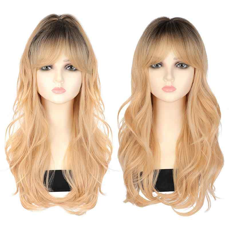 ウィッグ レディース 女性用 ロングヘア ゆるふわ巻き髪 ぱっつん前髪 斜め前髪 フルウィッグ 高温耐熱..