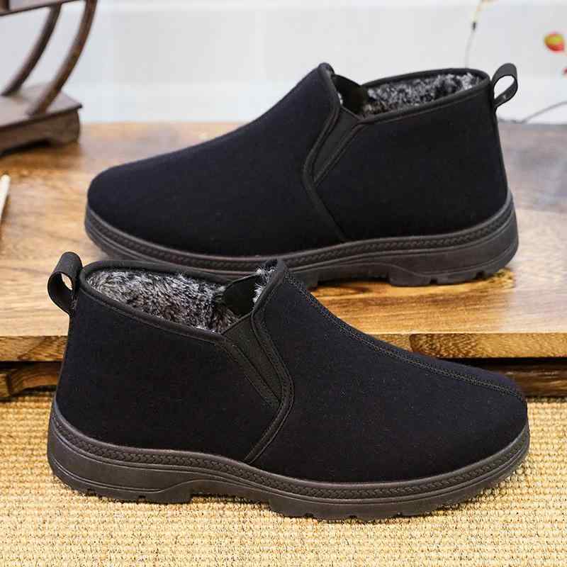 靴 メンズ 冬用 裏起毛 あったか 防寒 スノーブーツ 男性用 ワークブーツ 高齢者 普段履き 散歩靴 柔らかい 超軽量 耐摩耗 滑り止め ブラック