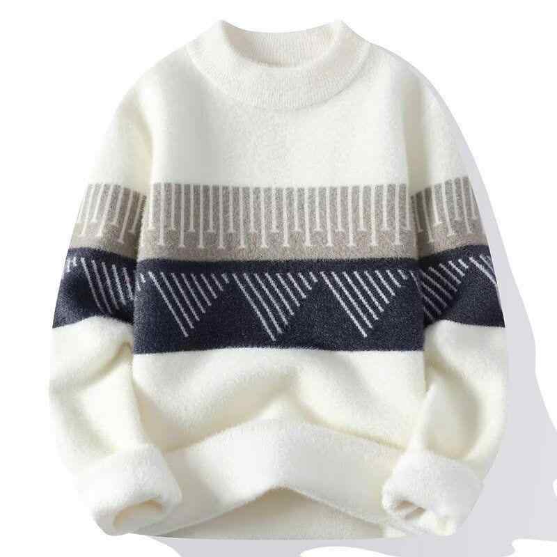 ニット メンズ セーター タートルネック 秋冬 暖かい 厚手 ニットトップス プルオーバー カシミヤ混 宽松 深灰色 カーキ色 白色