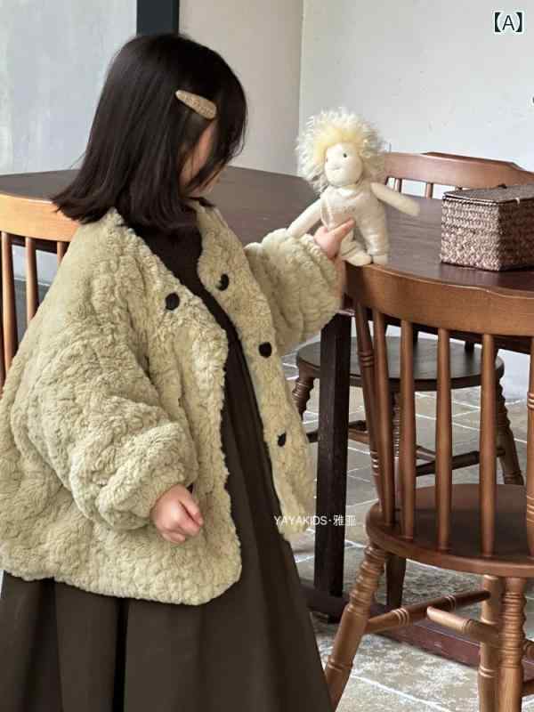 子供服 アウター 女の子 ボアジャケット 裏起毛 暖かい ダブルボタン トップス 秋冬 韓国子供服 90cm 100cm 110cm 120cm 130cm 140cm