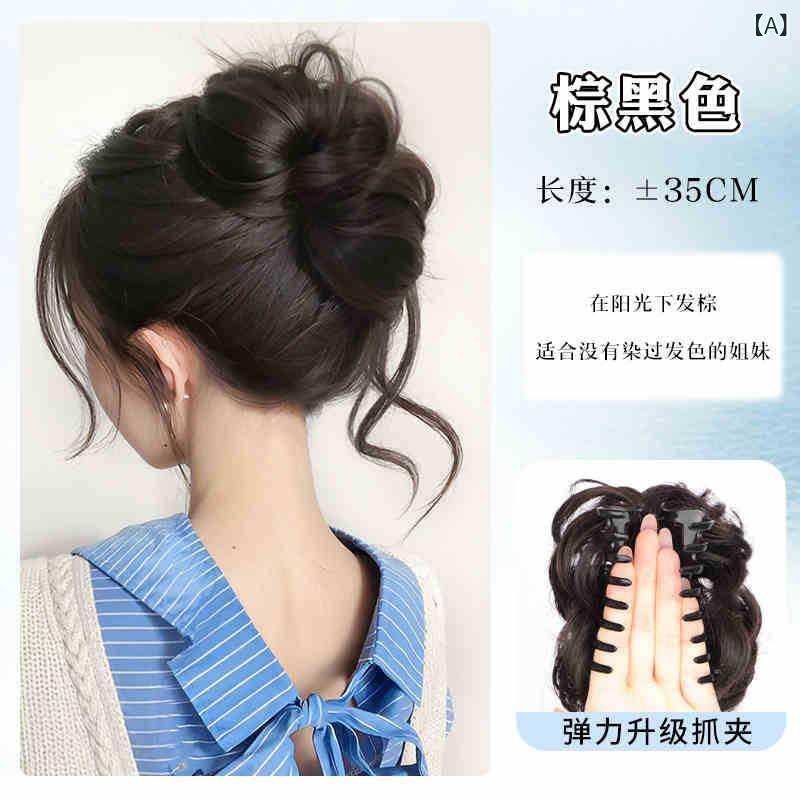 ヘアゴム レディース お団子ウィッグ シュシュ 付け毛 団子ヘア 高め おだんごヘアメーカー まとめ髪 巻き付け ヘアアレンジ 盛りヘア 装着簡単 髪飾り ブラウン ブラック