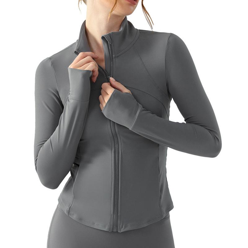 ヨガ レディース アウター 長袖 秋冬 防風 スポーツ ランニング トレーニング ウェア トップス 接触冷感 吸湿速乾 スリム 海岩灰 カーキ色 ピンク系 ブラック(4.0)