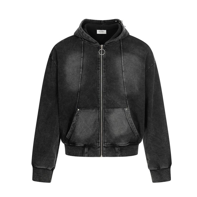 パーカー メンズ 男性用 アメリカンレトロ ウォッシュ加工 フード付き 長袖 トップス スウェットシャツ 黒 ブラック プルオーバー 秋