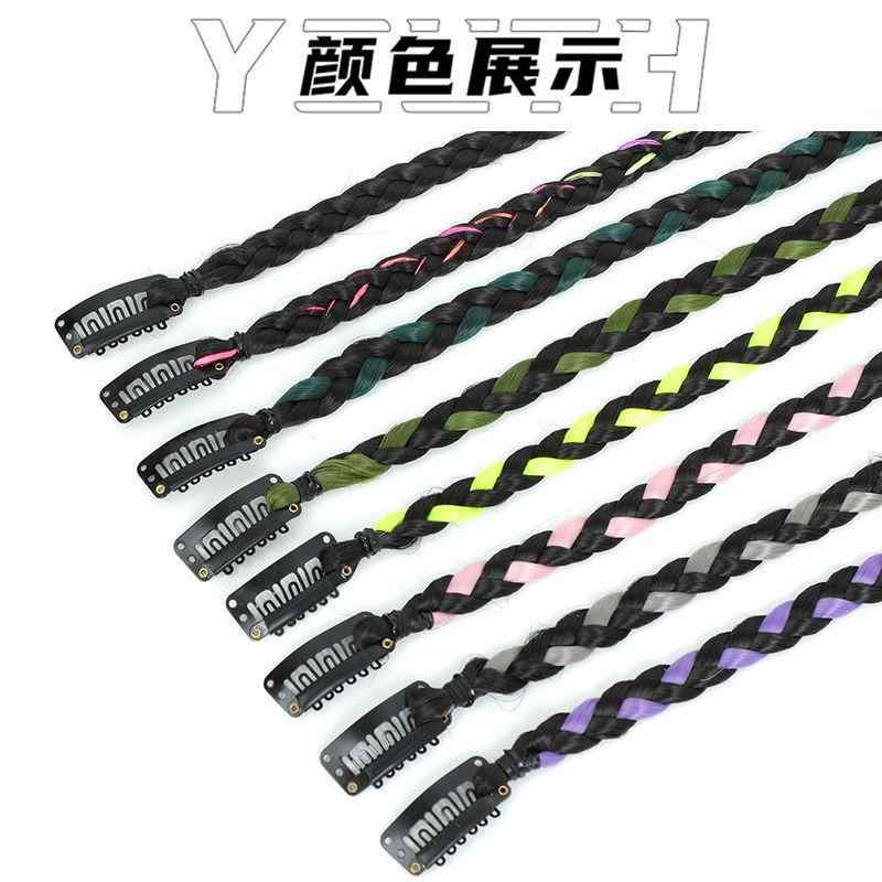 ヘアエクステンション レディース Y2K パンク ギャル 編み込み みつあみ ウィッグ ワンポイント メッシ..
