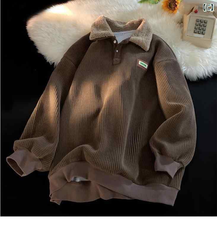 ポロシャツ メンズ 裏起毛 コーデュロイ トッ...の紹介画像3