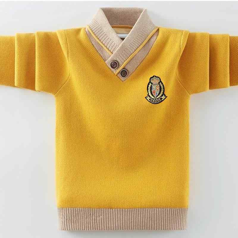 ニット キッズ 男の子 厚手 裏起毛 セーター 子供服 Vネック トップス 普段着 中学生 小学生 イエロー ..