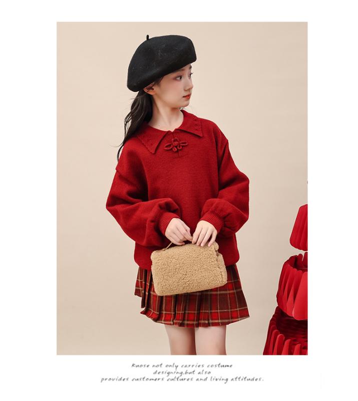 ・商品カテゴリ: 子供用セーター・対象: 女児・スタイル: スイート・対象年齢層: 中学および高学年 (8歳以上、身長140cm以上)・シーズン: 冬・毛糸の太さ: 細い毛糸・厚さ: 厚手・袖丈: 長袖・留め具の種類: プルオーバー・パターン: 無地・実写画像: モデルあり・要素: キュート、親子、プリンセス・平編みゲージ: 12～14針/3cm・生地名: アクリル・主な生地の組成: アクリル58.8%、ポリエステル28.5%、ナイロン12.7%・安全レベル: B・襟型: ラウンドネック・フード: なし・カラー: セーター・対応身長: 130cm、140cm、150cm、160cm、170cm・衣门襟: プルオーバー