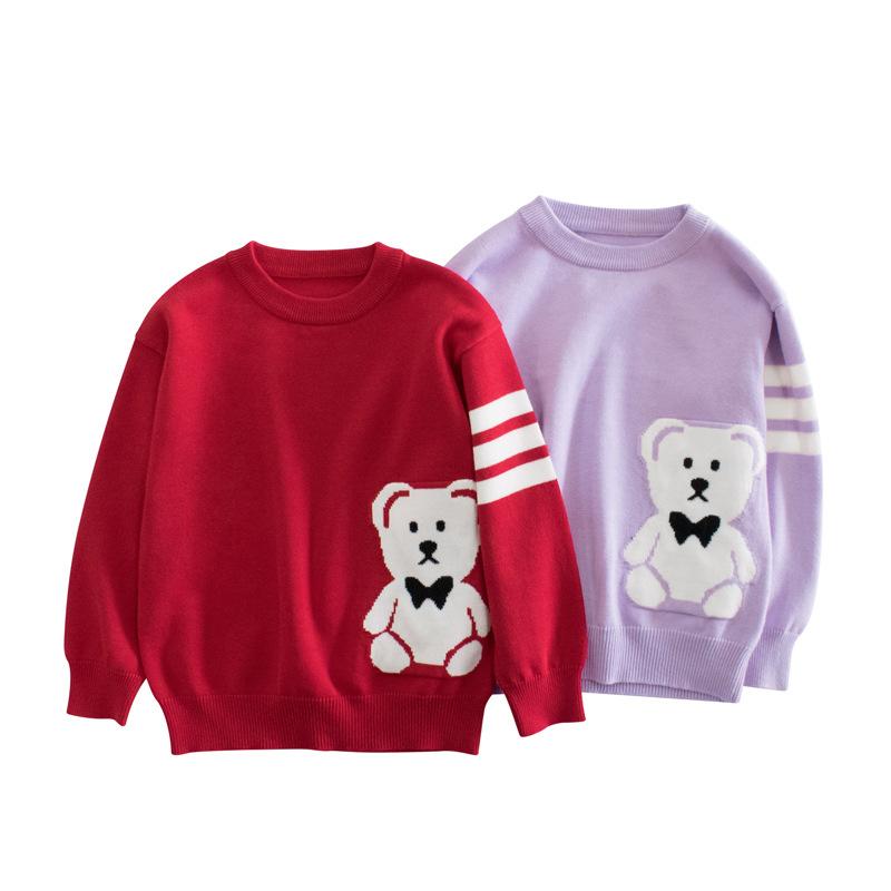 ・商品カテゴリ: 子供用セーター・対象: 女児・スタイル: 欧米・対象年齢: 3～8歳・シーズン: 冬、春、秋・毛糸の太さ: 普通・厚さ: 普通・袖丈: 長袖・留め具の種類: プルオーバー・柄: カートゥーン・実物写真: モデルなし・要素: カートゥーン・編み目: 12～14針/3cm・糸くず処理: 完全除去・生地: 綿・ネックライン: ラウンドネック・フード: なし・カラー: 赤、紫・対応身長: 90cm, 100cm, 110cm, 120cm, 130cm, 140cm