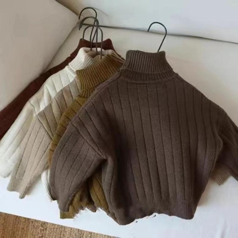 ニット キッズ セーター 裏起毛 男女兼用 子供 厚手 トップス インナー 防寒 無地 秋冬 ベージュ系 ブ..