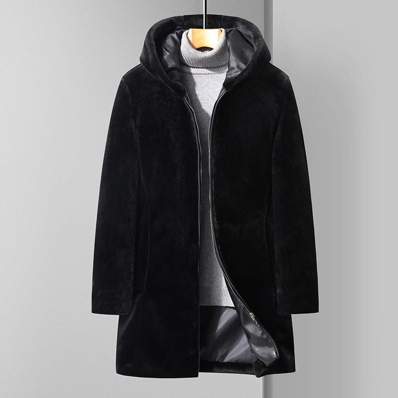 コート メンズ 大きいサイズ フェイクファー 毛皮 厚手 無地 フード付き 襟付き ポリエステル 冬 黒 175/L 180/XL 185/2XL 190/3XL 195/4XL 200/5XL 205/6XL 210/7XL 215/8XL