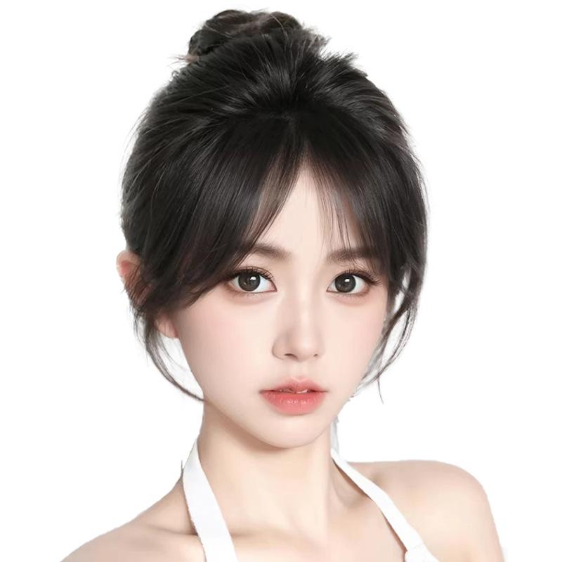 つけ毛 レディース 前髪ウィッグ ヘアピース 高品質 耐熱 軽薄 通気性 部分ウィッグ 女性用 棕黒色 自..